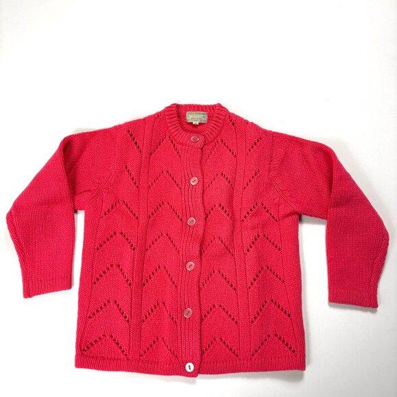 Fully Fashioned Eileen Sweaters - Vintage Fully Fashioned Eileen Wool Cardigan Sweater Pink Sz 40 S Deadstock New